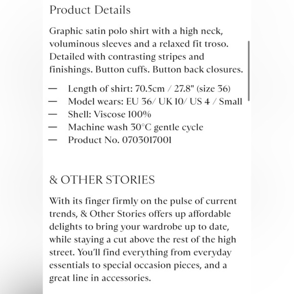 & Other Stories Satin Polo Shirt - Size 2 - Picture 4 of 15